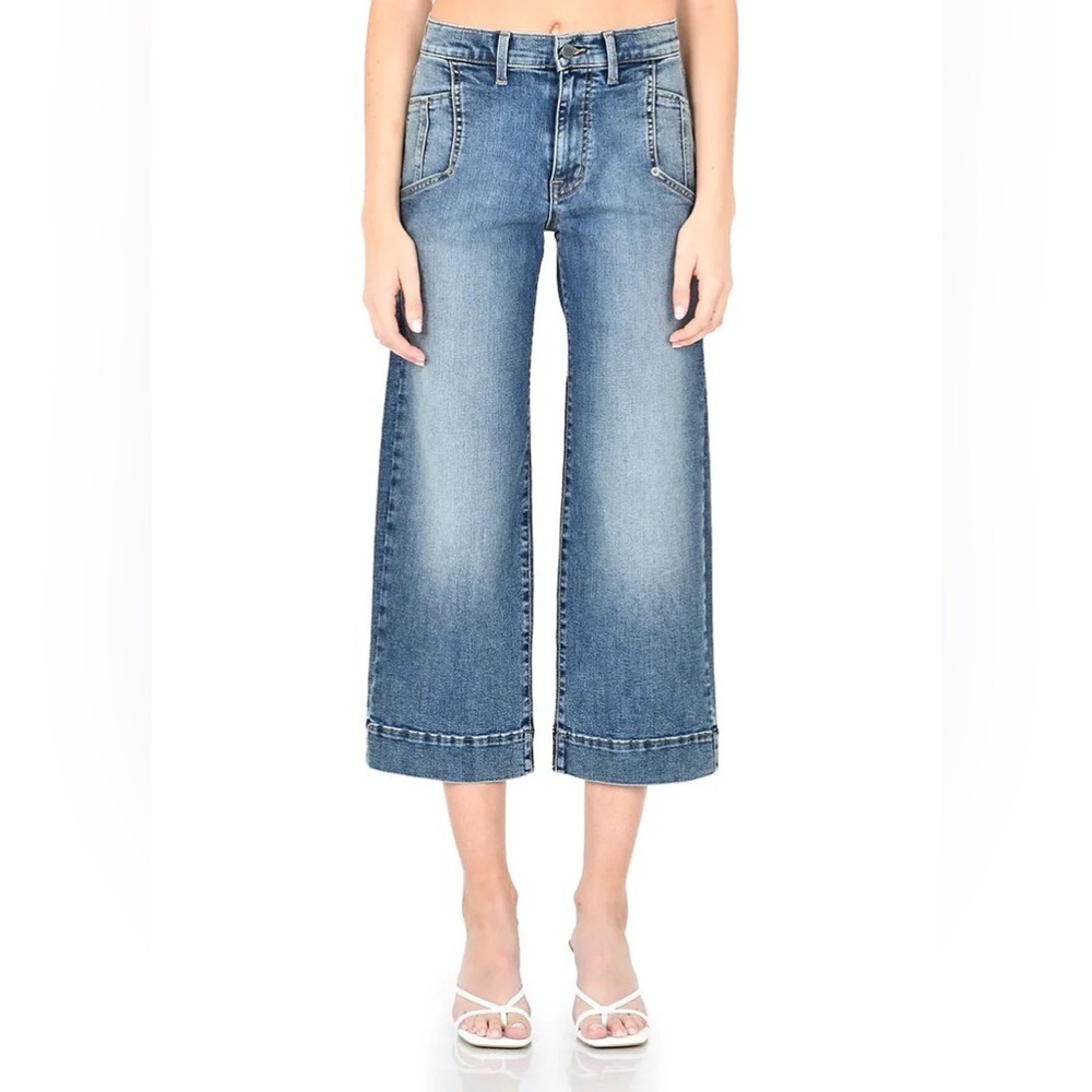 Modern American Women’s Torrey High Wide Crop Denim Jeans | Color:Dixie |NEW/NWT